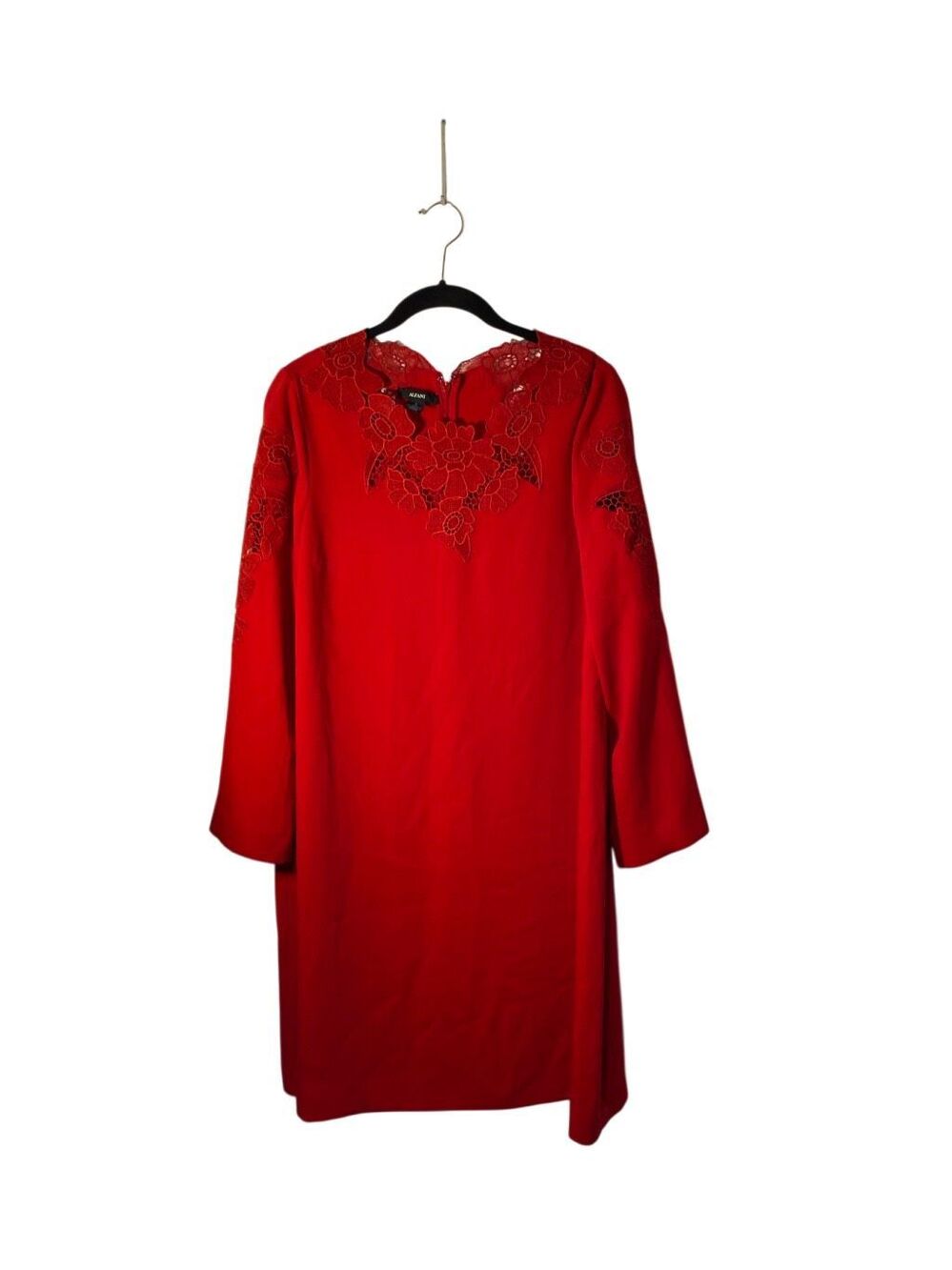 Alfini women’s red open lace trim, front and sleeve dress 6